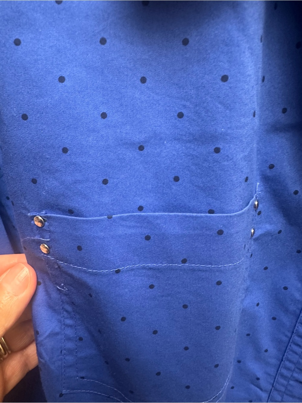 Rebecca Malone Men's Cobalt Blue Button-Down Shirt with Subtle Dot Pattern - Picture 3 of 5